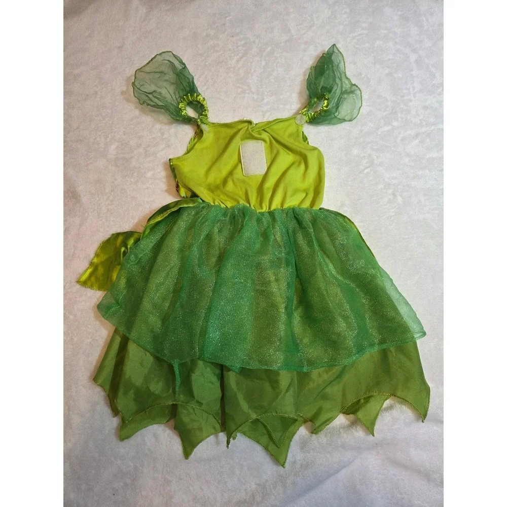 290 Disney Tinker Bell Costume Kids Small 4-6 Green Excellent Fairy Dress Up